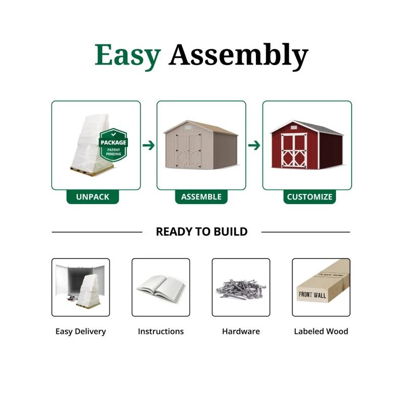 Little Cottage Co Classic Gable 10x16 Storage Shed Kit (10x16 CGS-PC)