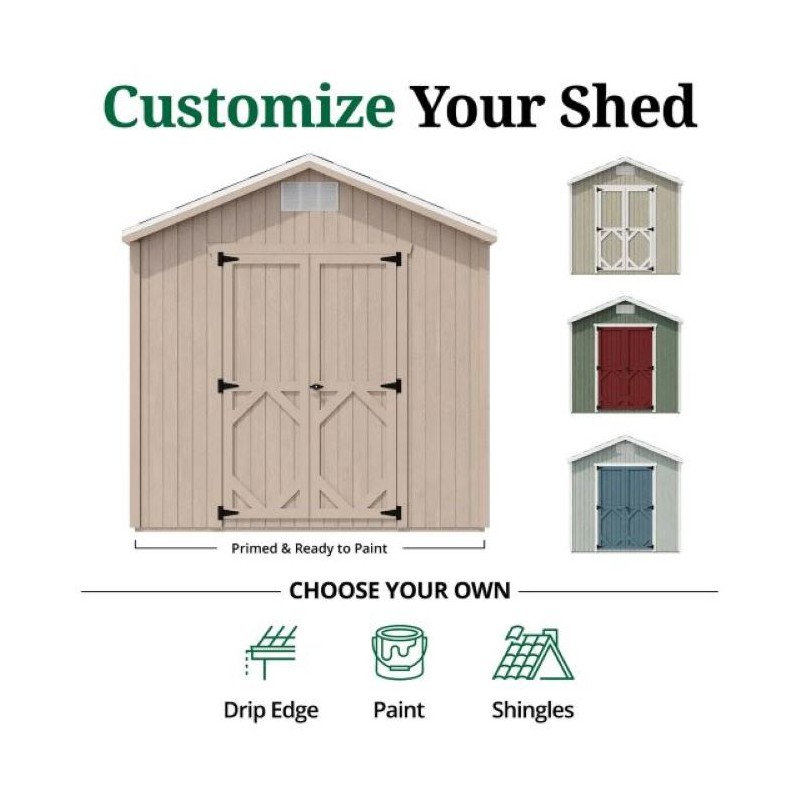 Little Cottage Co Classic Gable Wood 8x10 Storage Shed Kit (8x10 CGS-PC)