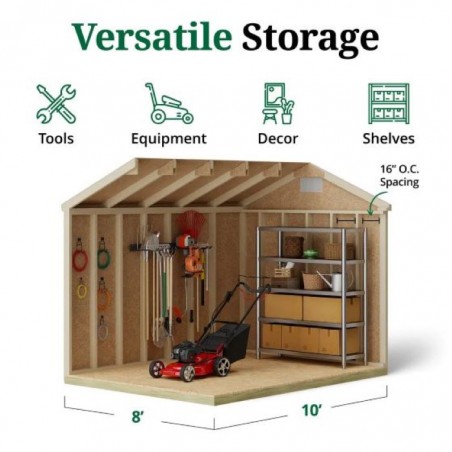 Little Cottage Co Classic Gable Wood 8x10 Storage Shed Kit (8x10 CGS-PC)