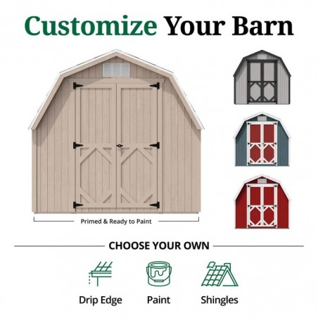 Little Cottage Co. Classic Gambrel 8x12 Barn Shed Kit w/ 4' Sidewall (8x12 CGB-4-PC)
