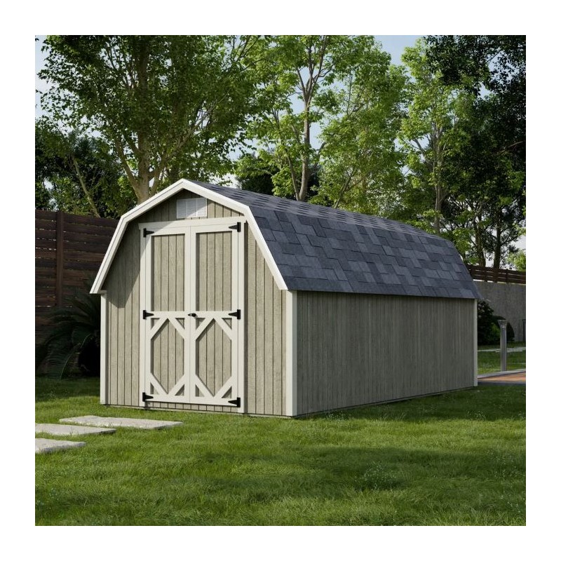Little Cottage Co. Classic Gambrel 8x12 Barn Shed Kit w/ 4' Sidewall (8x12 CGB-4-PC)