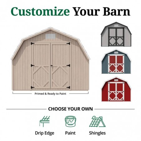 Little Cottage Co. Classic Gambrel 10x10 Barn Shed Kit w/ 4' Sidewall (10x10 CGB-4-PC)