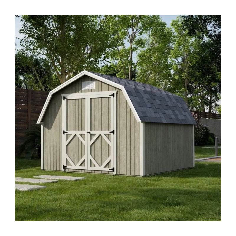 Little Cottage Co. Classic Gambrel 10x10 Barn Shed Kit w/ 4' Sidewall (10x10 CGB-4-PC)