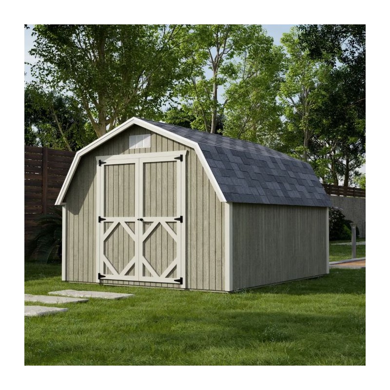 Classic Gambrel 10x12 Wood Barn w/ 4' Sidewall (10x12 CGB-4-PC)