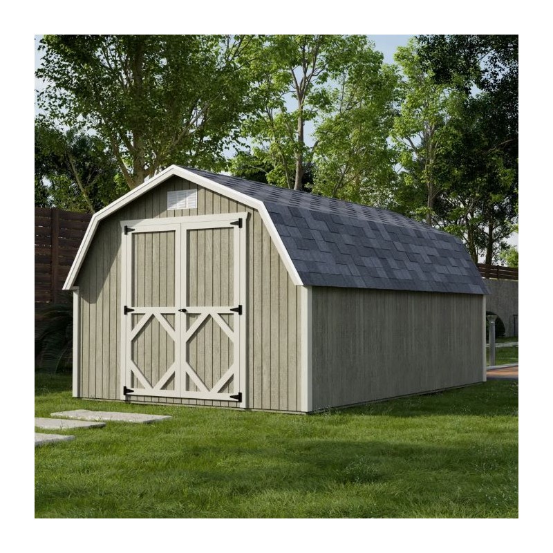 Little Cottage Co. Classic Gambrel 10x10 Barn Shed Kit w/ 4' Sidewall (10x10 CGB-4-PC)