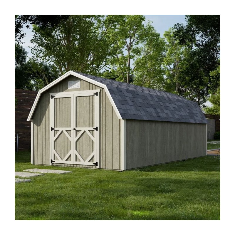 Little Cottage Co. Classic Gambre 10x20 Barn Shed Kit w/ 4' Sidewall (10x20 CGB-4-PC)