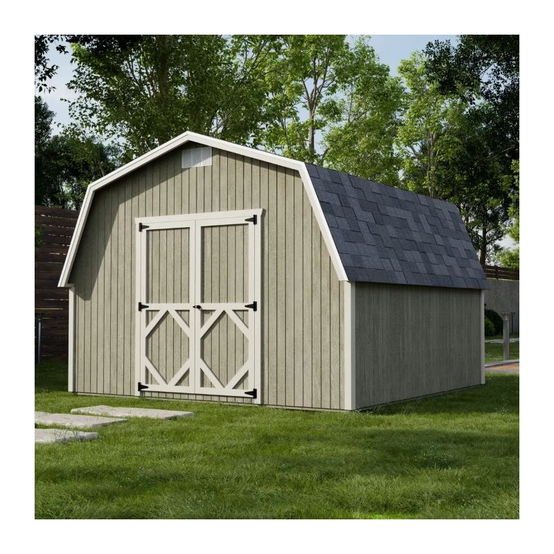 Little Cottage Co. Classic Gambrel 12x12 Barn Shed Kit w/ 4' Sidewall (12x12 CGB-4-PC)