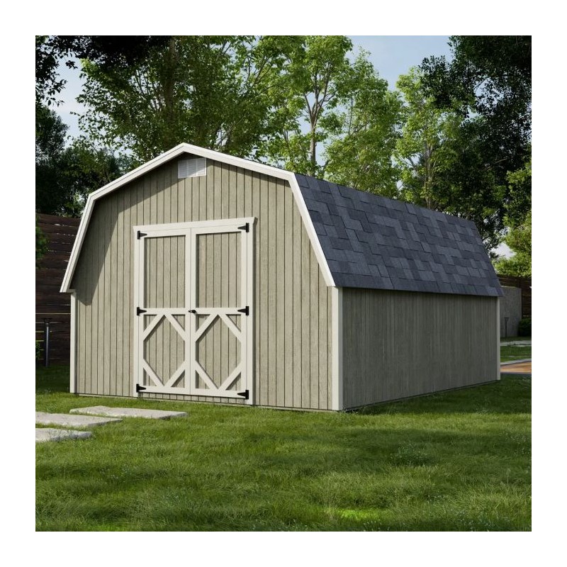 Little Cottage Co. Classic Gambrel 12x16 Barn Shed Kit w/ 4' Sidewall (12x16 CGB-4-PC)