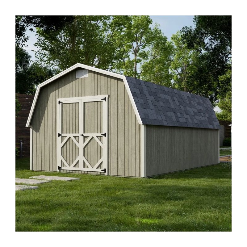 Little Cottage Co. Classic Gambrel 12x18 Barn Shed Kit w/ 4' Sidewall (12x18 CGB-4-PC)