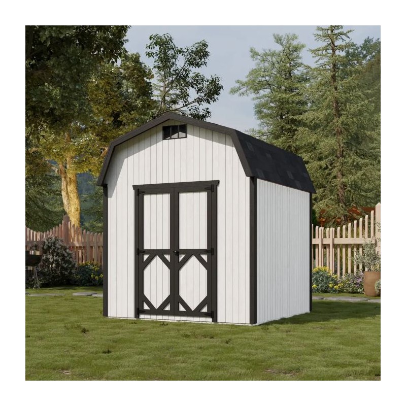 Little Cottage Co. Classic Gambrel 8x8 Wood Barn Shed Kit w/ 6' Sidewall (8x8 CGB-6-PC)