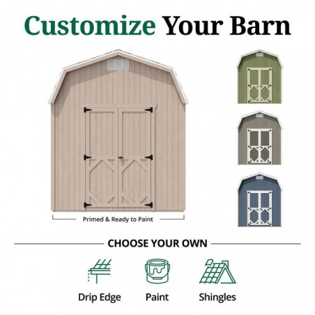 Little Cottage Co. Classic Gambrel 8x10 Wood Barn Shed Kit w/ 6 ft Sidewall (8x10 CGB-6-PC) Little Cottage Co. Classic Gambrel 8x10 Wood Barn Shed Kit w/ 6 ft Sidewall (8x10 CGB-6-PC)