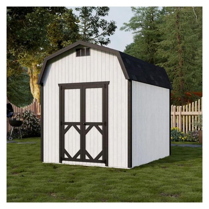 Little Cottage Co. Classic Gambrel 8x10 Wood Barn Shed Kit w/ 6 ft Sidewall (8x10 CGB-6-PC)