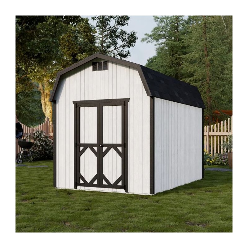 Little Cottage Co. Classic Gambrel 8x12 Wood Barn Shed Kit w/ 6' Sidewall (8x12 CGB-6-PC)