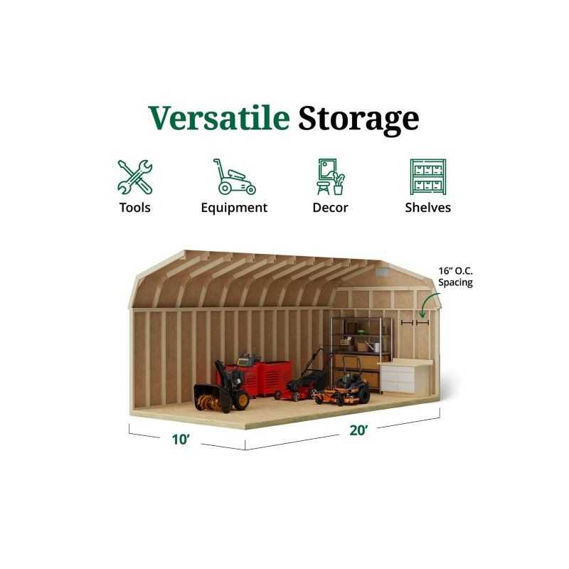 Little Cottage Co. Classic Gambrel 10x20 Wood Barn Shed Kit w/ 6' Sidewall (10x20 CGB-6-PC)