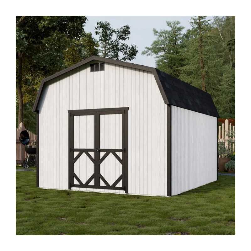 Little Cottage Co. Classic Gambrel 12x14 Wood Barn Shed Kit w/ 6' Sidewall (12x14 CGB-6-PC)