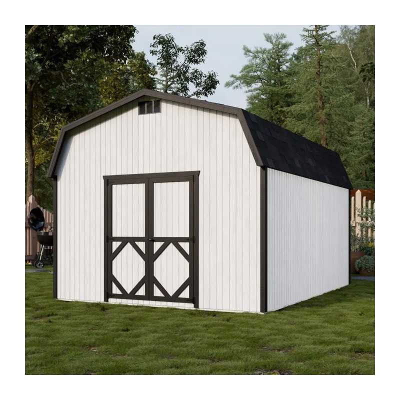 Little Cottage Co. Classic Gambrel 12x16 Wood Barn Shed Kit w/ 6' Sidewall (12x16 CGB-6-PC)