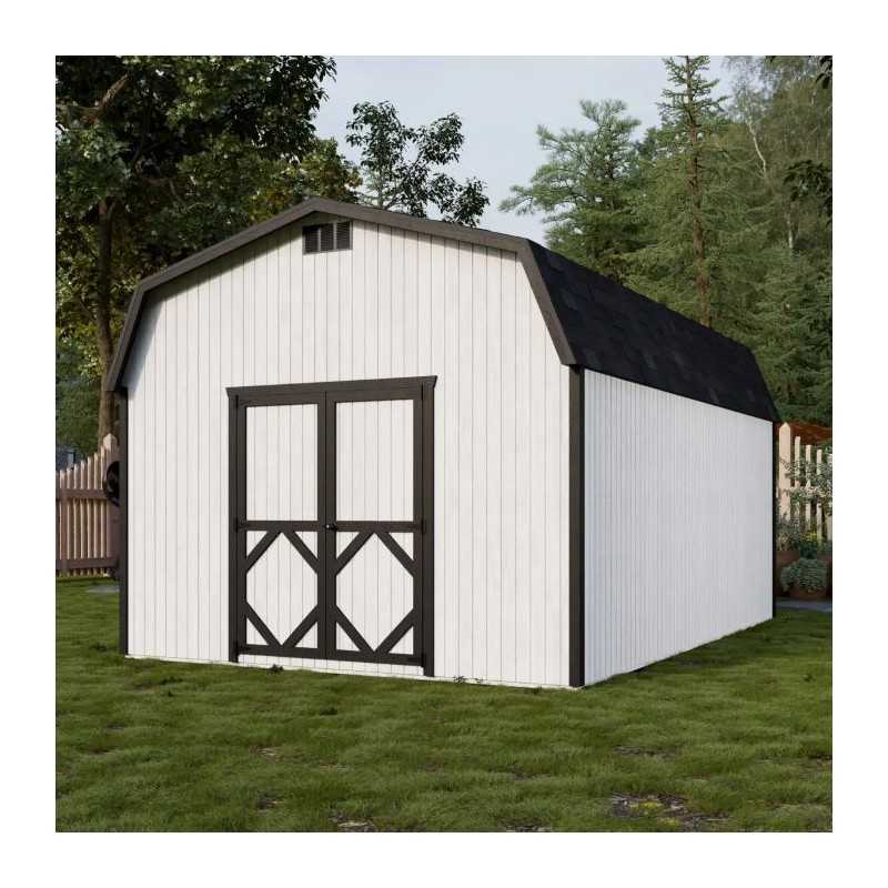 Little Cottage Co. Classic Gambrel 12x18 Wood Barn Shed Kit w/ 6' Sidewall (12x18 CGB-6-PC)