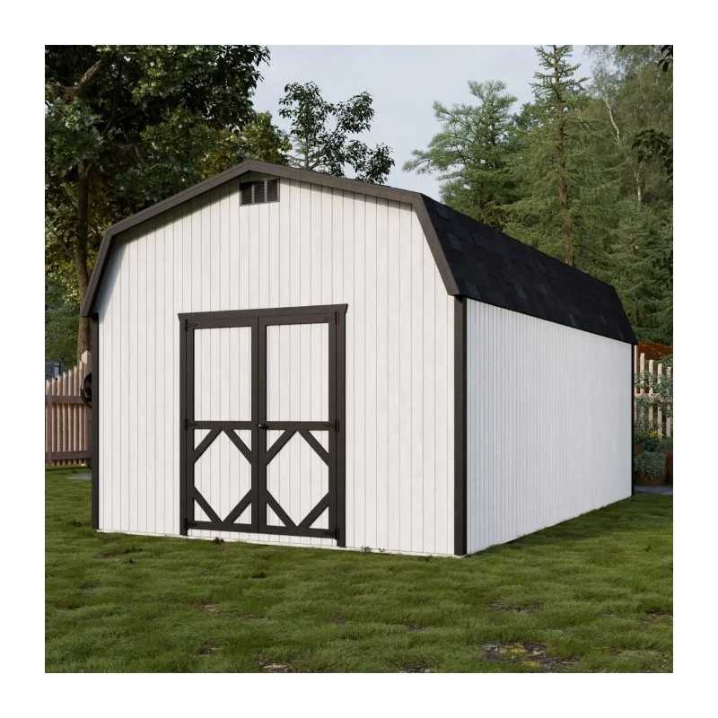 Little Cottage Co. Classic Gambrel 12x20 Wood Barn Shed Kit w/ 6' Sidewall (12x20 CGB-6-PC)