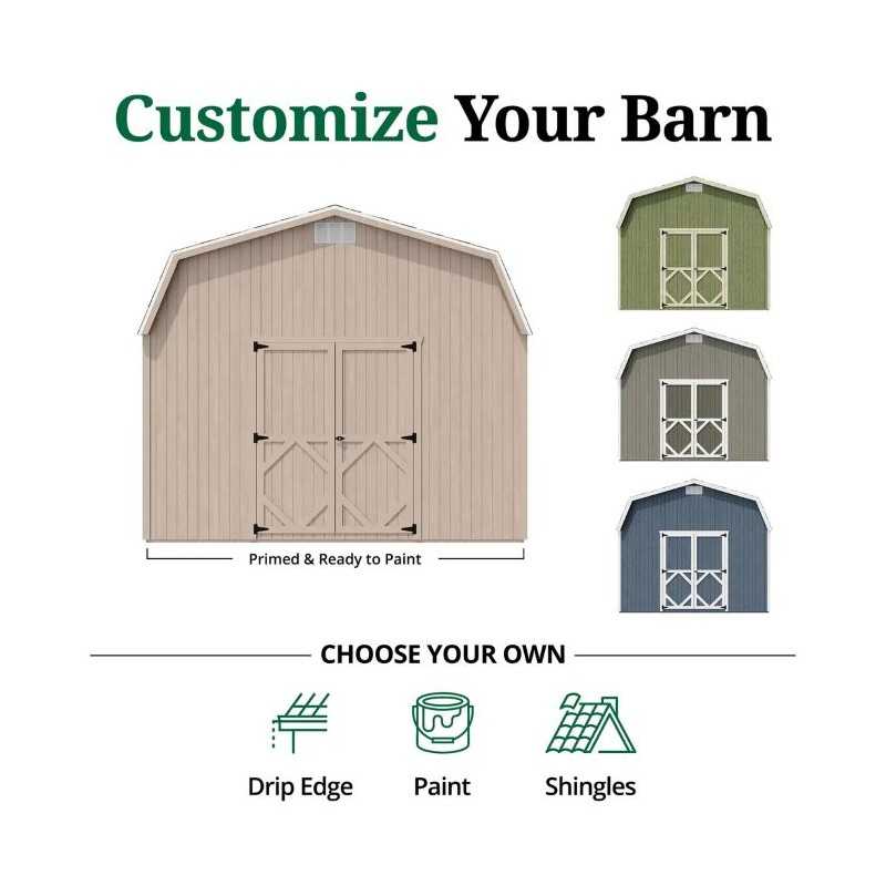 Little Cottage Co. Classic Gambrel 12x20 Wood Barn Shed Kit w/ 6' Sidewall (12x20 CGB-6-PC)