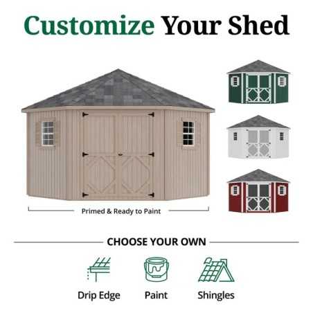 Little Cottage Co. Classic 10x10 Five Corner Wood Shed Kit (10x10 5-SCS-PNK) Little Cottage Co. Classic 10x10 Five Corner Wood Shed Kit (10x10 5-SCS-PNK)