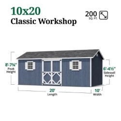 Little Cottage Co. Classic Workshop 10x20 Wood Storage Shed Kit (10x20 CWS-PC)