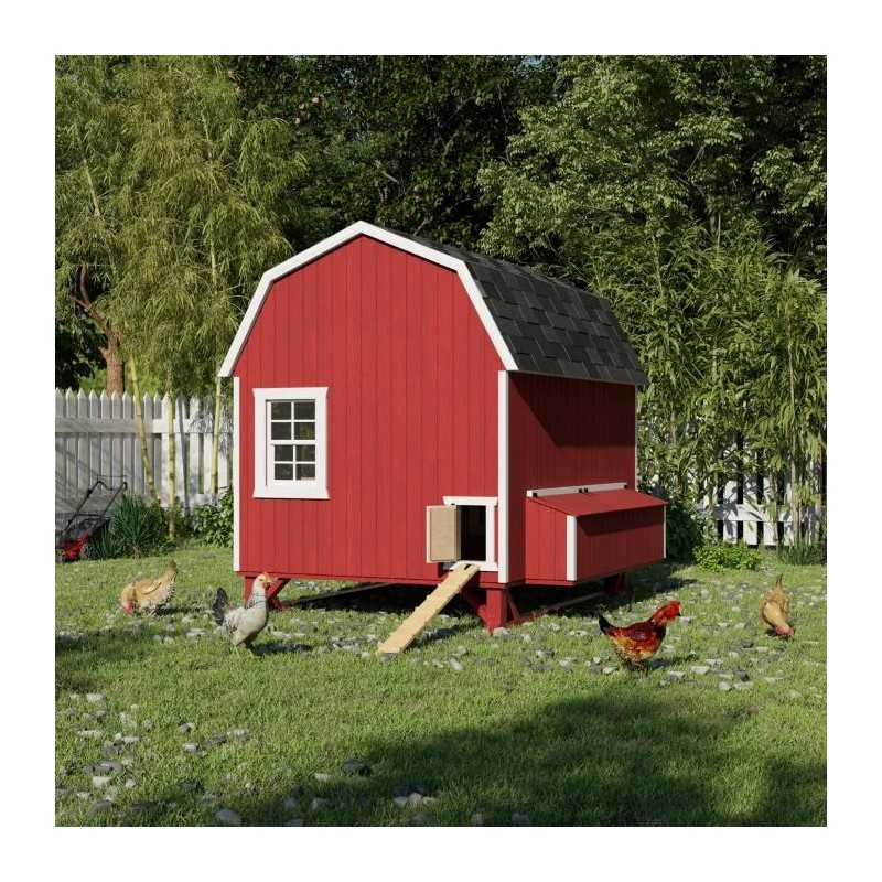 Little Cottage Co Gambrel Barn Coop 6x8 Panelized Wood Chicken Coop (6x8 GBCC-PNK)