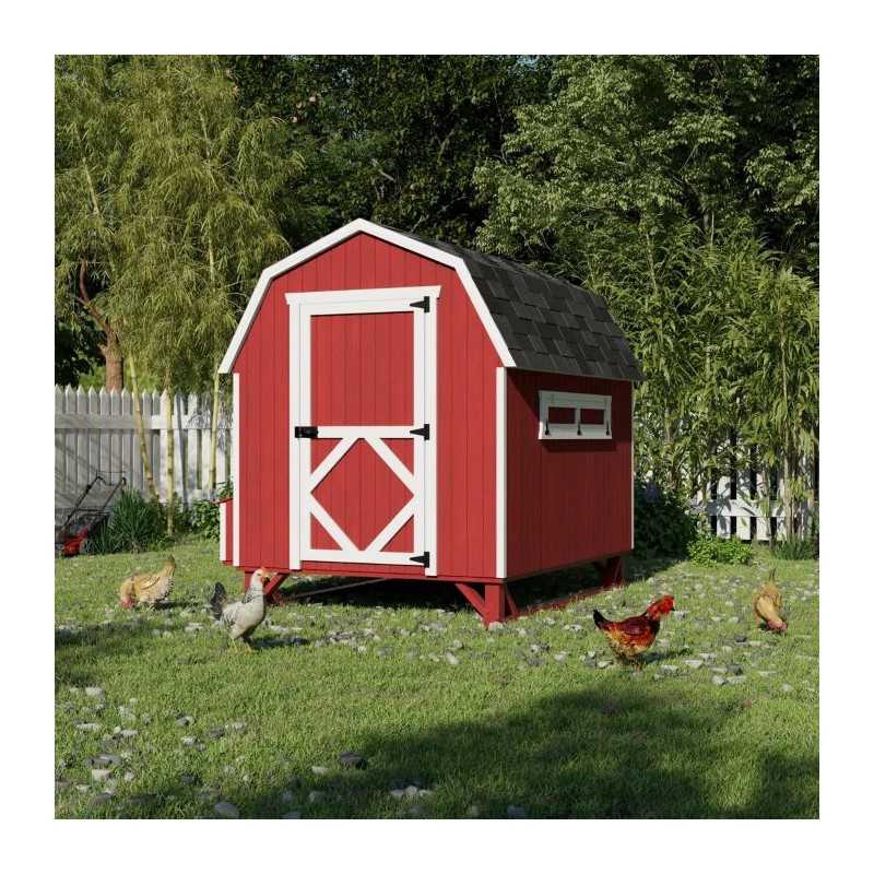 Little Cottage Co Gambrel Barn Coop 6x8 Panelized Wood Chicken Coop (6x8 GBCC-PNK)