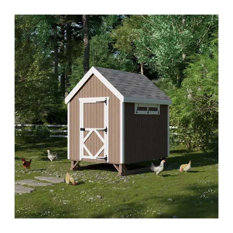Little Cottage Co. Colonial Gable Coop 6x8 Panelized Wood Chicken Coop (6x8 CGCC-PNK)