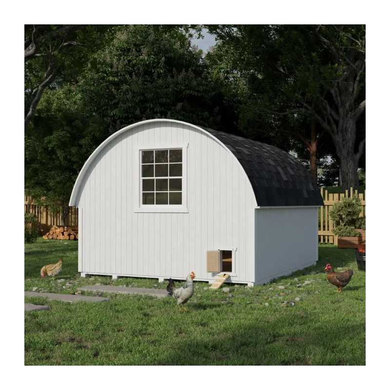 Little Cottage Co. Round Roof Coop 10x12 Panelized Wood Chicken Coop (10x12 RRCC-PNK)