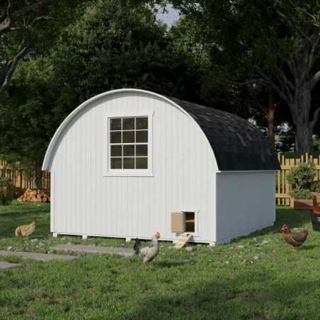 Little Cottage Co. Round Roof Coop 10x12 Panelized Wood Chicken Coop (10x12 RRCC-PNK)