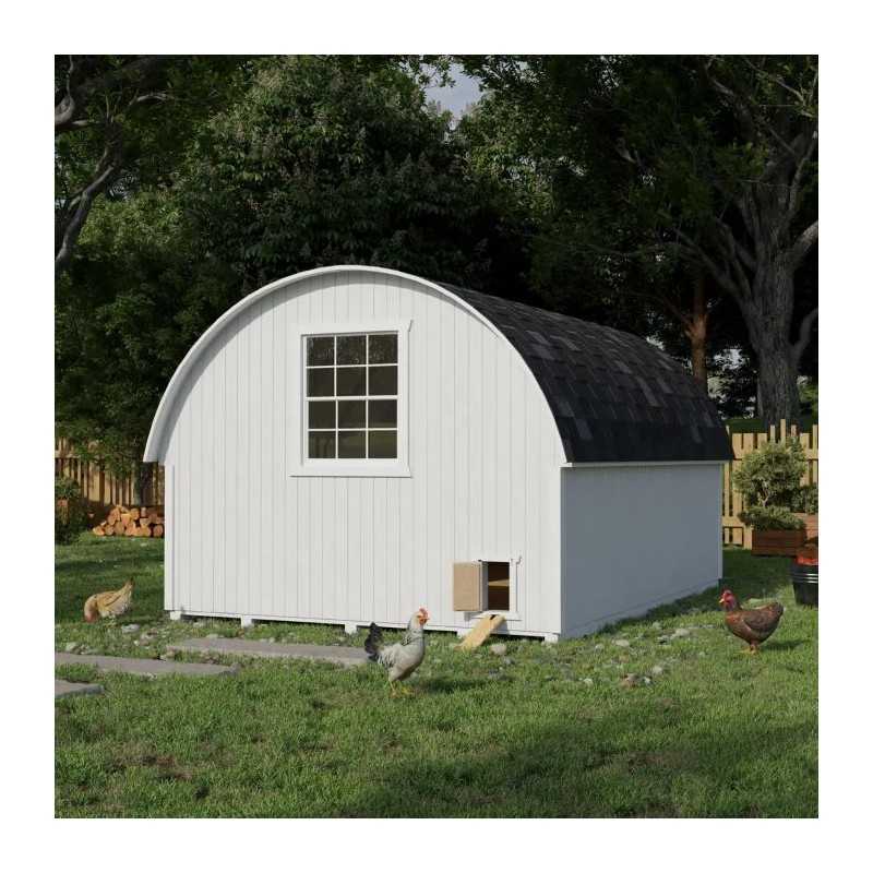 Little Cottage Co. Round Roof Coop 10x14 Panelized Wood Chicken Coop (10x14 RRCC-PNK)