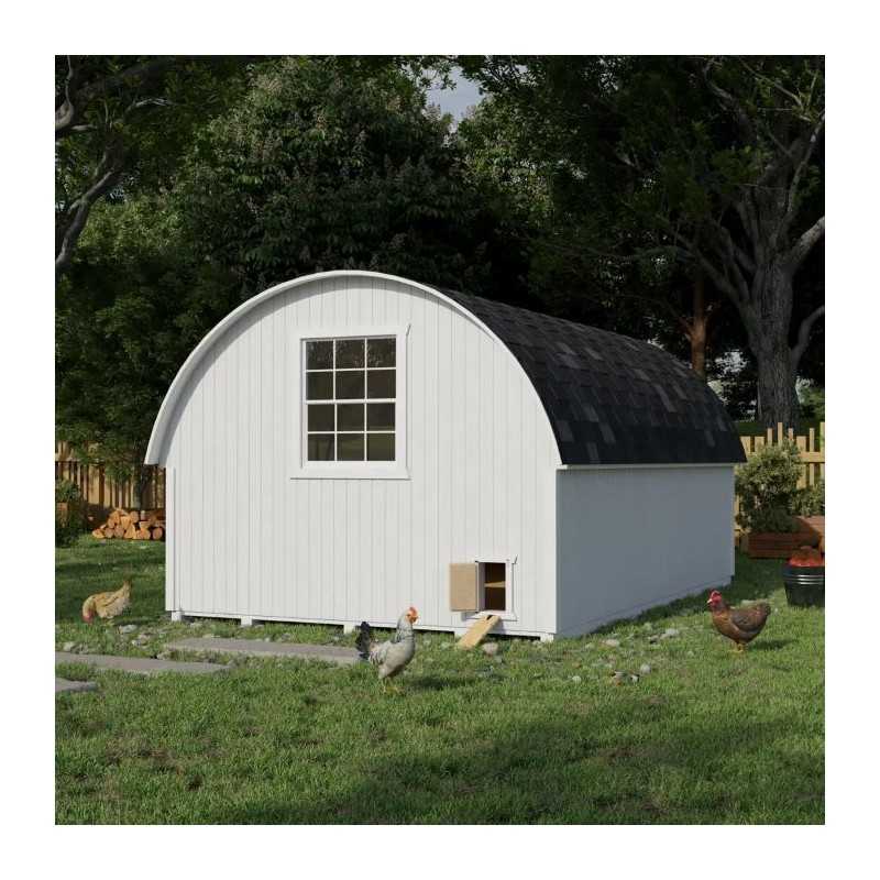 Little Cottage Co. Round Roof Coop 10x16 Panelized Wood Chicken Coop (10x16 RRCC-PNK)