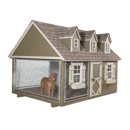Little Cottage Co. Cape Cod Cozy 8x10 Panelized Wood Dog Kennel (8x10 CCCKL-PNK)