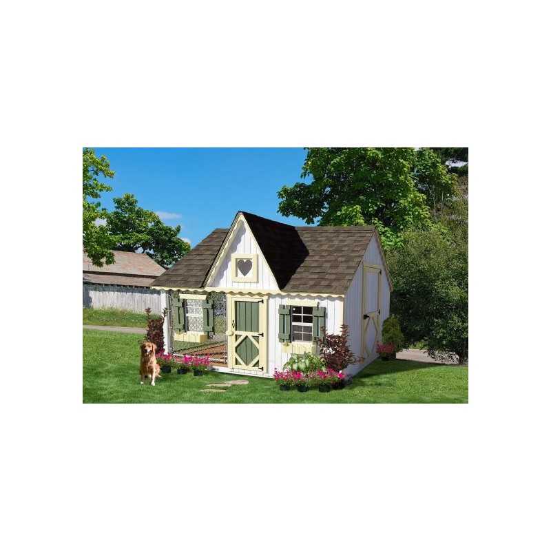 Little Cottage Co. Victorian Cozy Kennel 8x10 Panelized Wood Dog Kennel (8x10 VCKL-PNK)