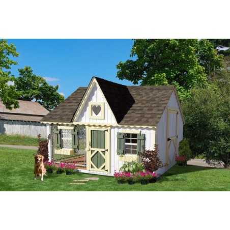 Little Cottage Co. Victorian Cozy Kennel 8x10 Panelized Wood Dog Kennel (8x10 VCKL-PNK)