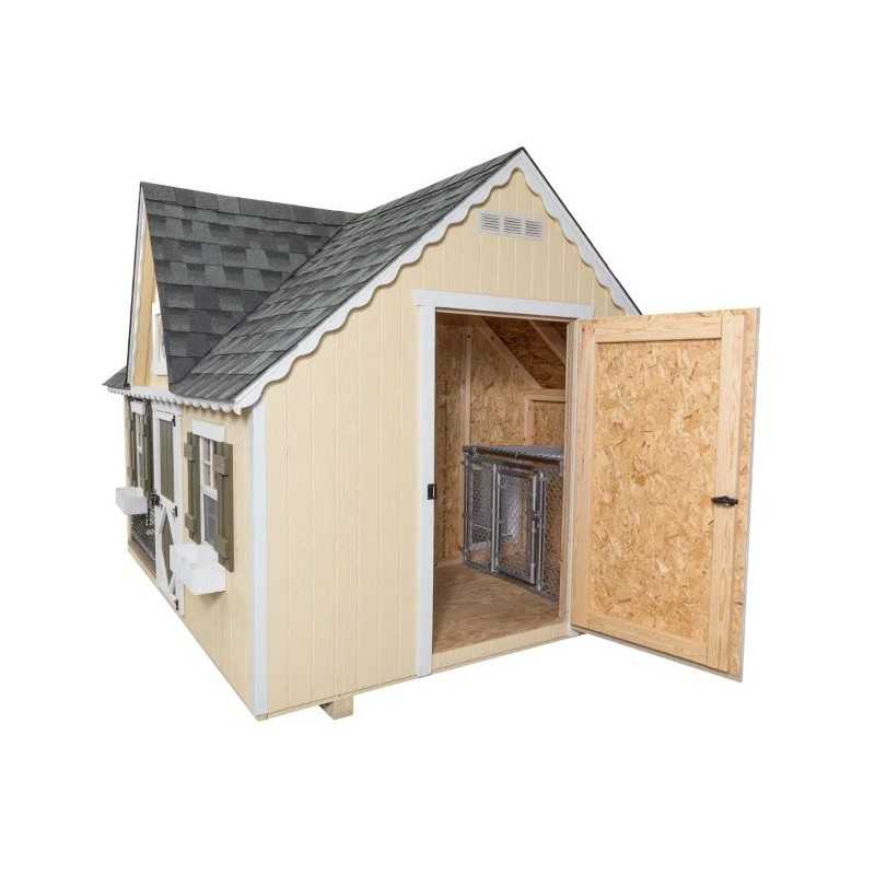Little Cottage Co. Victorian Cozy Kennel 8x10 Panelized Wood Dog Kennel (8x10 VCKL-PNK)