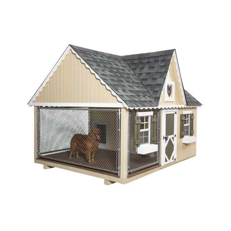 Little Cottage Co. Victorian Cozy Kennel 8x10 Panelized Wood Dog Kennel (8x10 VCKL-PNK)