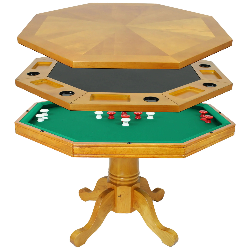 Honey Oak Kingston 3-In-1 Poker Table with Bumper Pool and 4 Chairs (BG2351)