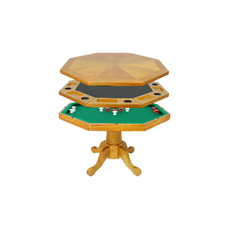 Oak Kingston 3-In-1 Poker Table with Bumper Pool and 4 Chairs (BG2351)