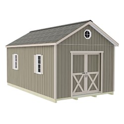 Best Barns Shedquarters 12x20 Pre-Cut Wood Shed Kit w/ Sliding Doors Centered on Gable (SQUASD20)