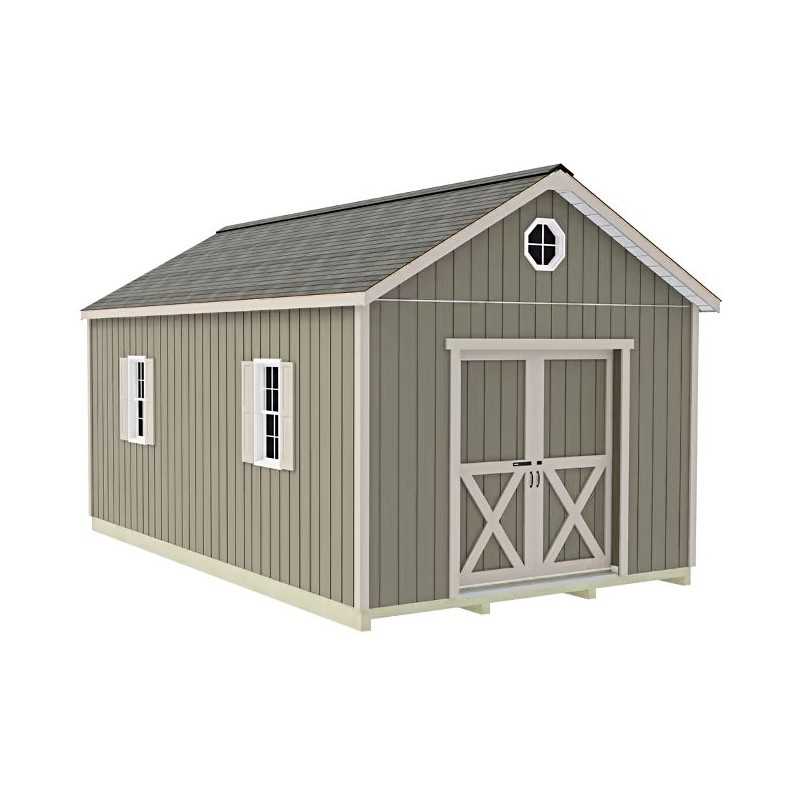 Best Barns Shedquarters 12x20 Pre-Cut Wood Shed Kit w/ Sliding Doors Centered on Gable (SQUASD20)