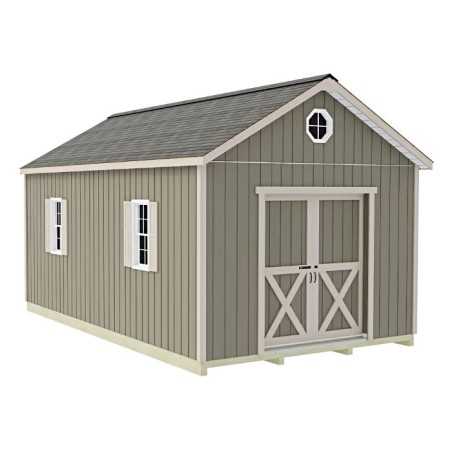Best Barns Shedquarters 12x20 Pre-Cut Wood Shed Kit w/ Sliding Doors Centered on Gable (SQUASD20)
