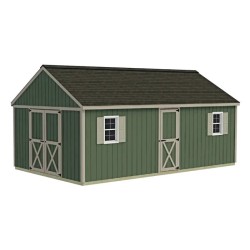 Best Barns Shedquarters 12x20 Pre-Cut Wood Shed Kit w/ Centered Gable Barn Doors & Walk-In Door on Eave (SQUASE20)