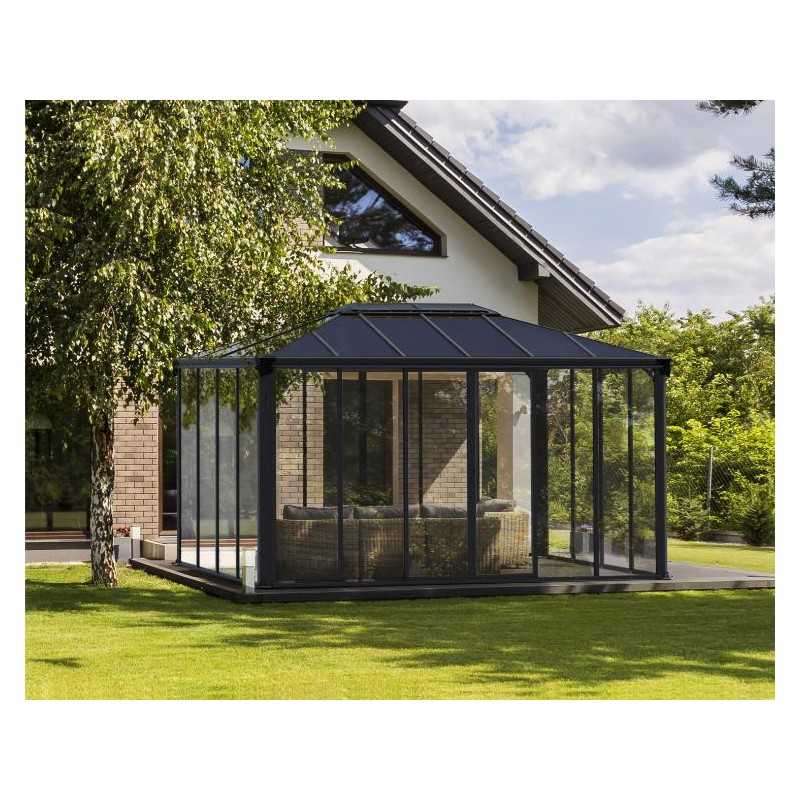 Palram - Canopia Ledro 10x14 Enclosed Gazebo Kit w/ Screen Doors - Gray (HG9188)