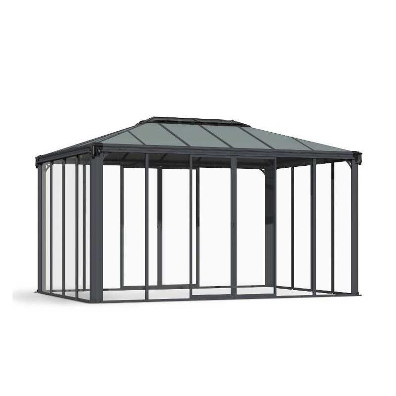 Palram - Canopia Ledro 10x14 Enclosed Gazebo Kit w/ Screen Doors - Gray (HG9188)