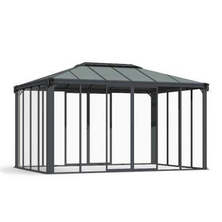 Palram - Canopia Ledro 10x14 Enclosed Gazebo Kit w/ Screen Doors - Gray (HG9188)