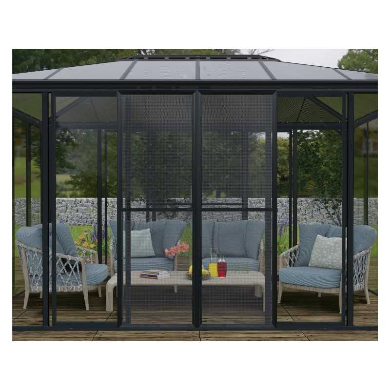 Palram - Canopia Ledro 10x10 Enclosed Gazebo Kit w/ Screen Doors - Gray (HG9191)