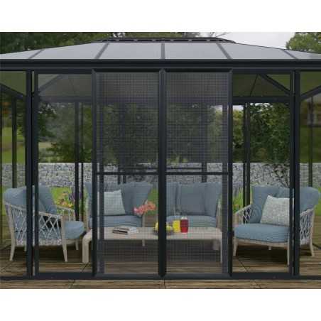 Palram - Canopia Ledro 10x10 Enclosed Gazebo Kit w/ Screen Doors - Gray (HG9191)