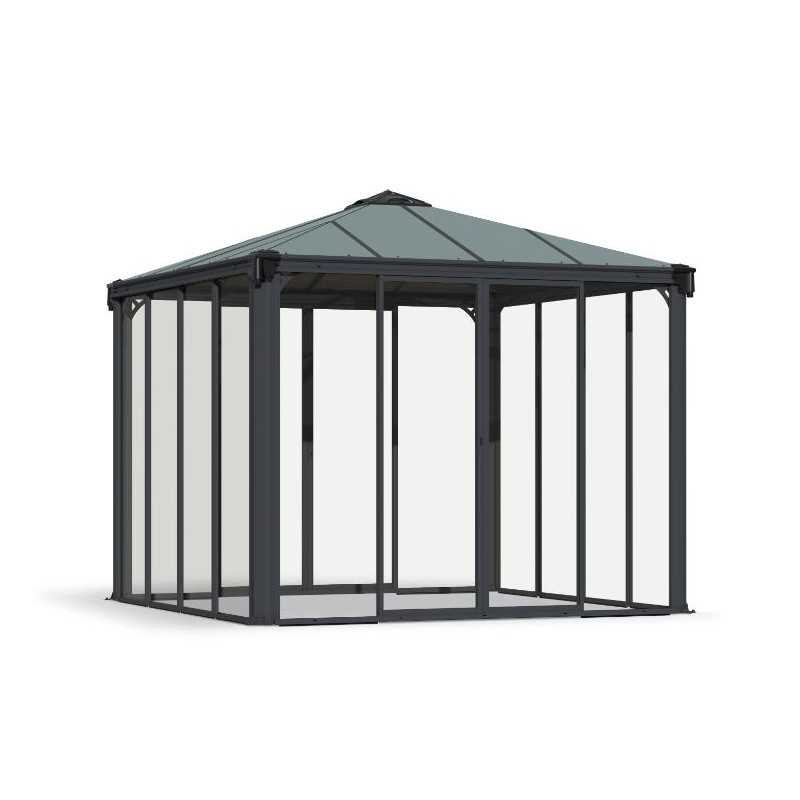 Palram - Canopia Ledro 10x10 Enclosed Gazebo Kit w/ Screen Doors - Gray (HG9191)