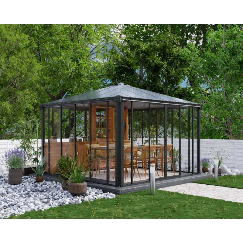 Palram - Canopia 12x12 Ledro Enclosed Gazebo Kit - Gray (HG9192)
